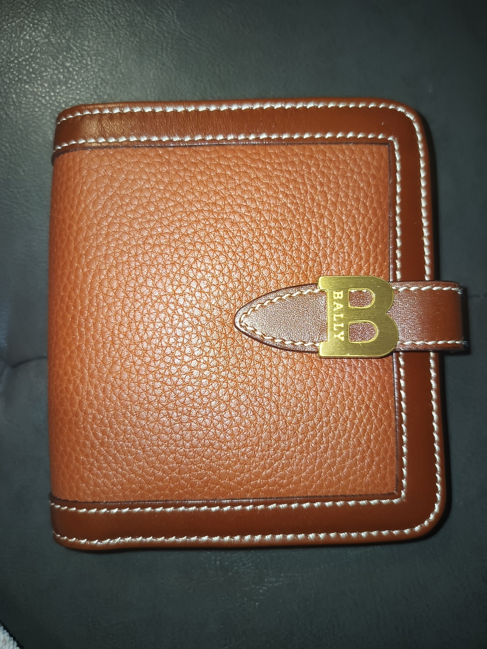 Rare Bally Brown Leather Bifold Wallet with Signature B Emblem